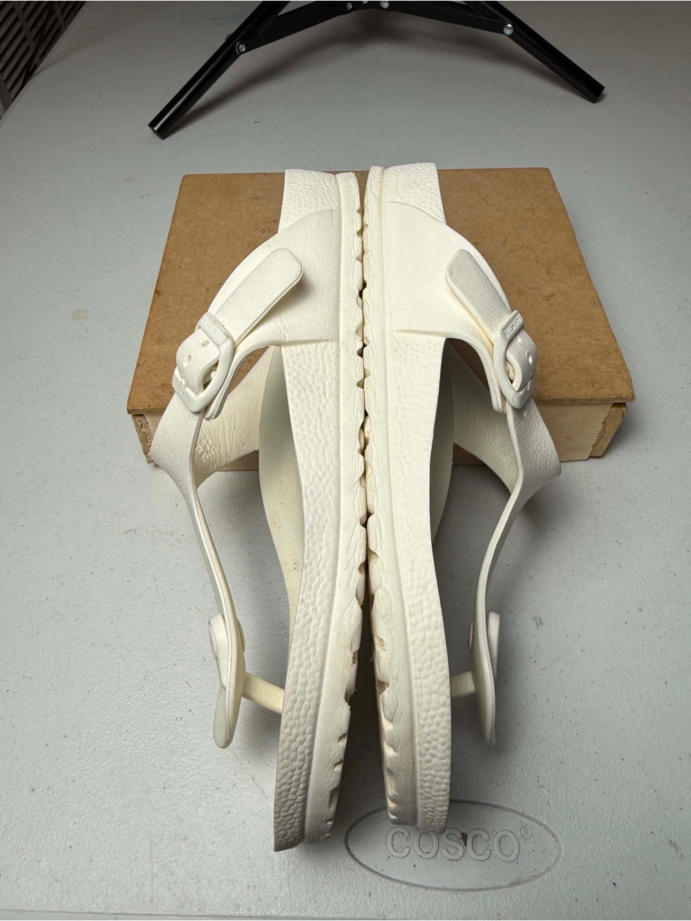 Birkenstock White EVA Thong Sandals with Adjustable Buckle - Picture 8 of 12